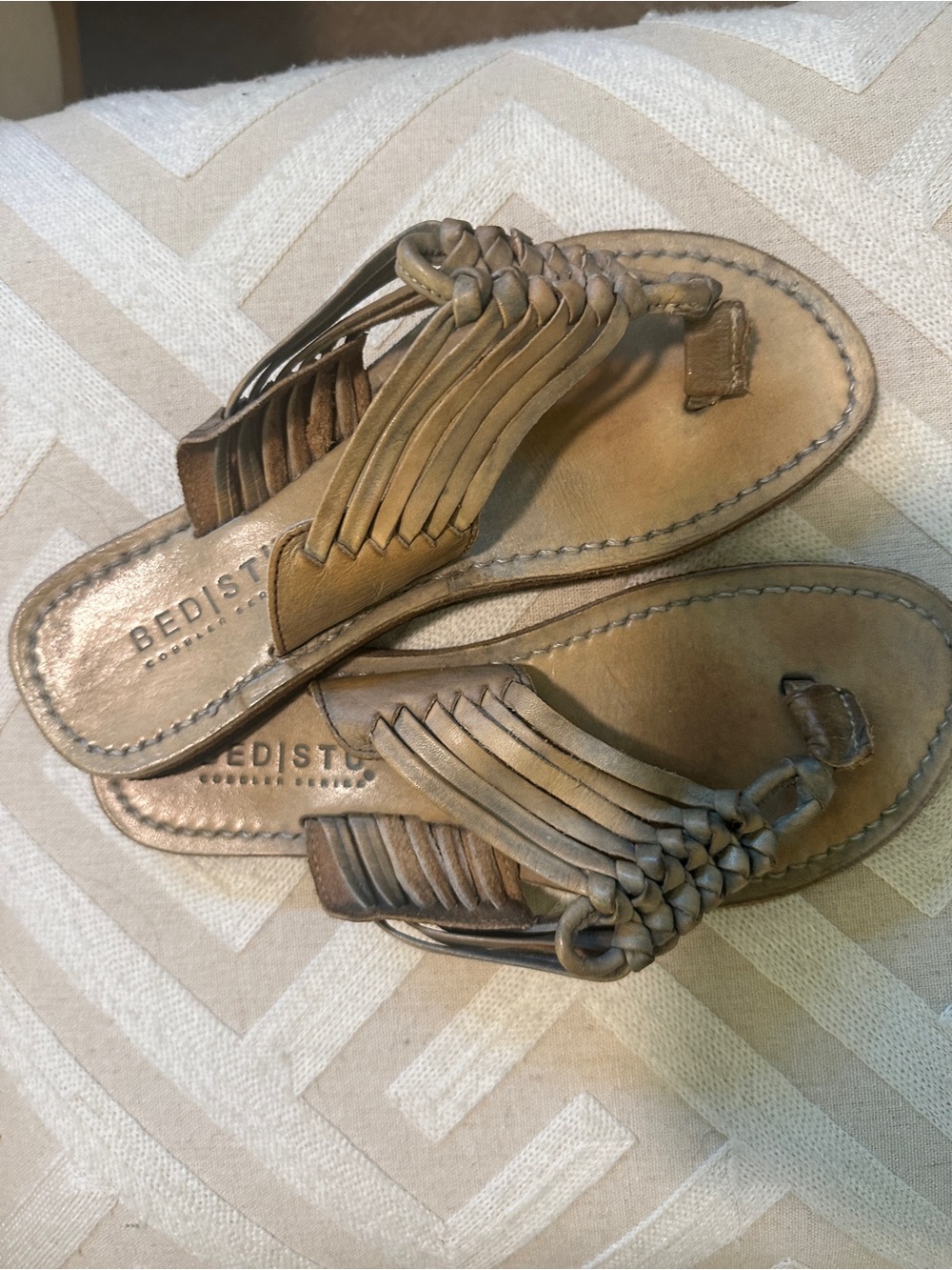 Bed Stu Greyish Leather Braided Huarache Sandals - Women